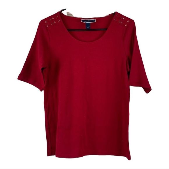 Karen Scott Casual Lace up Shirt NWT - Picture 2 of 6